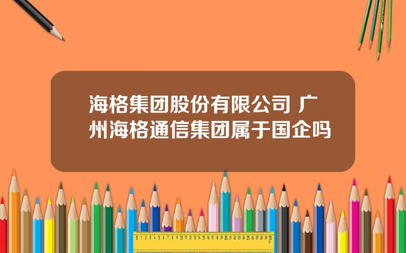 海格集团股份有限公司 广州海格通信集团属于国企吗